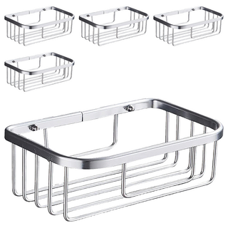 AHOYE 無痕鋁合金衛生紙架/置物架 免打孔浴室收納, 5個, 銀色