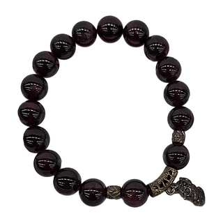 紅石榴 貔貅手鍊, 直徑10mm, 紅色