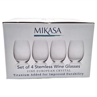 MIKASA 薄壁水晶紅酒杯4件組，584ml，無腳杯，鈦加強耐用性, 1組