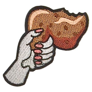 你好 刺繡貼紙 可黏可燙可縫, 雞腿, 1張