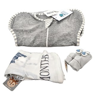 insular 茵秀麗 可莉鹿 嬰兒禮盒組 (0-3個月/3-6個月/6-9個月), 柔軟精梳棉 吸濕排汗, 灰色, 1盒