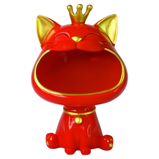摩達客 春節開運招財貓擺飾 皇冠馬卡龍色系 居家裝飾, 28.5 x 16.5 x 19 cm, 紅色