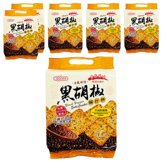 惠香 黑胡椒手感烘焙蘇打餅, 獨立包裝, 不含防腐劑與人工色素, 添加亞麻籽, 252g, 6袋