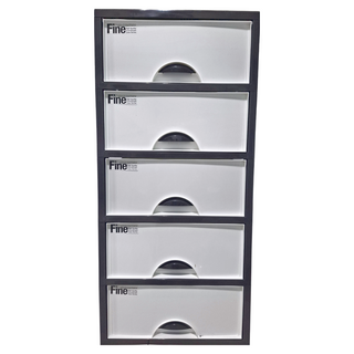 KEYWAY 聯府 加賀五層櫃 附輪, 黑色 + 白色, 5層