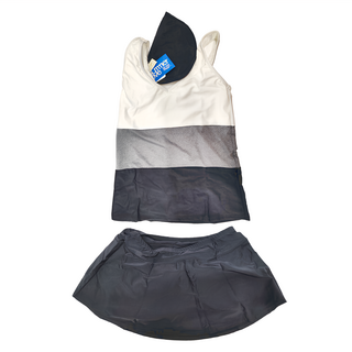 Summer love 夏之戀 女款長版二件式泳衣套裝 含泳帽, L, Multi-color