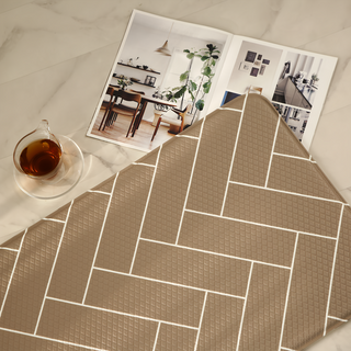 comet 人字紋雙面廚房地墊 M, 象牙色+淺棕色