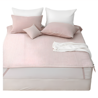 tacca tacca Natural 純棉素色鬆緊帶保潔墊 粉米色, 150 x 200cm