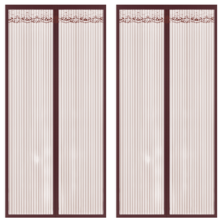 西格傢飾 加寬多段式免穿磁條防蚊門簾 2片 金剛網聚酯纖維材質, 100 x 210cm, 素面咖啡色