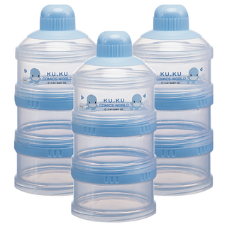 KU.KU Duckbill 酷咕鴨 三層奶粉罐, 方便攜帶, 夜晚預先填奶粉, 藍色, 3組
