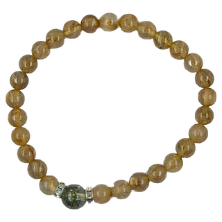 綠幽靈鈦晶晶鑽圓珠手鍊, 綠幽靈, 鈦晶珠約7mm