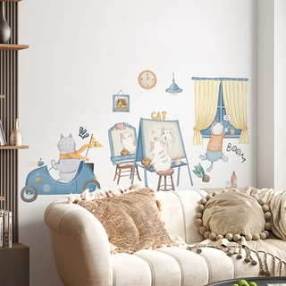 半島良品 DIY無痕壁貼墻貼, 摩登貓咪