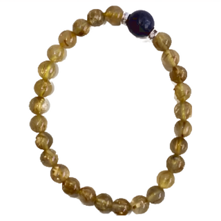 晶鑽圓珠 水晶手鍊, 5g, 青金石鈦晶