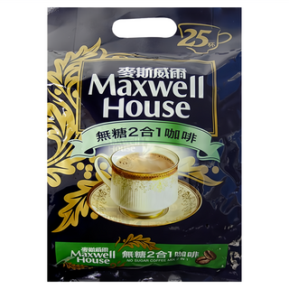 麥斯威爾無糖2合1咖啡, 11g, 25包, 1袋