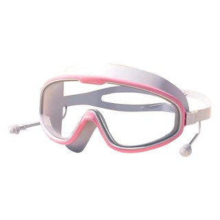 愛北鼻 兒童大框防霧蛙鏡 成人 有耳塞, 1個, 粉色 + 白色