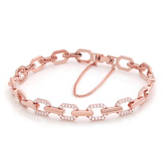 勞爾斯頓 女款日常迴紋針式鋯石夏朵時尚Deva手鍊 14K鍍金 JR445 + 禮盒