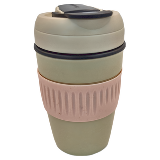 雙飲陶瓷內膽隨行杯 全陶瓷非塗層保溫杯 耐酸鹼環保飲料咖啡杯, 淺粉色, 340ml, 1個