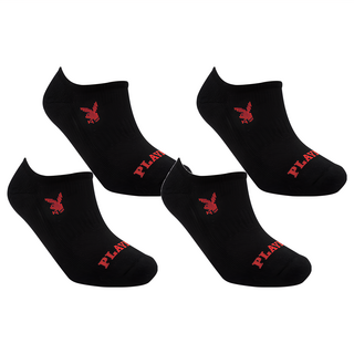 PLAYBOY 男款素色百搭加厚氣墊船形運動襪, 25~27cm, 黑色 + 紅色