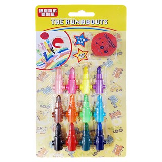 Dung jin 橡擦積木蠟筆組 樂跑小車 RB19511B, 12色, 1組