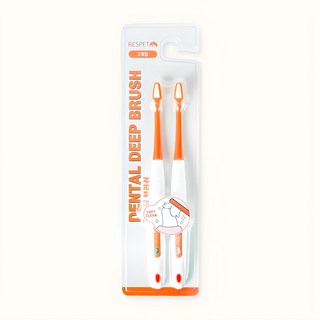 RESPET 寵物犬貓超細刷毛牙刷 2支, 橘色, 1組