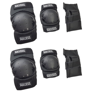 SUCCESS 成功 三合一溜冰護具組, L: 肘部 23-27cm, 膝部 27-31cm, 黑色, 1組