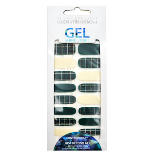 GLOSSYBLOSSOM 凝膠美甲貼 Set 20, Vintage Green Check, 1組