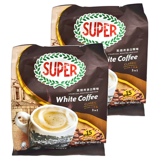 SUPER 南洋風味炭燒白咖啡三合一 經典原味, 35g, 15包, 2袋
