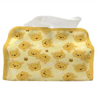 TSUM TSUM 小熊維尼布藝桌上鈕扣面紙套 台灣製造, 洞穴黃