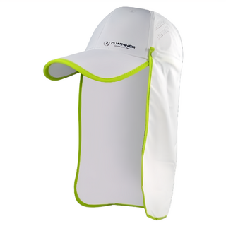 G.WINNER 可拆式防曬運動球帽 白底螢光綠邊 吸濕排汗功能布料, 1個, 頭圍可調(MAX 62cm)