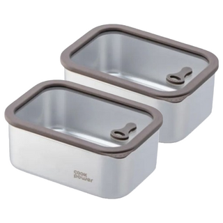 鍋寶cook power 匠造系列 可微波304不鏽鋼保鮮盒 1L (保鮮盒/便當盒/食物收納), 2個