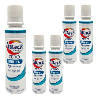 Attack 一匙靈 zero 洗衣精 強力去污漬 室內晾曬也無異味 全方位潔淨 長效防臭, 570g, 5瓶