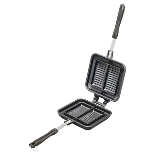 IRIS OHYAMA 愛麗思歐雅瑪 熱壓三明治夾烤盤 雙烤模 15.9 x 38.5 x4.6cm 730g, NGHS-DG