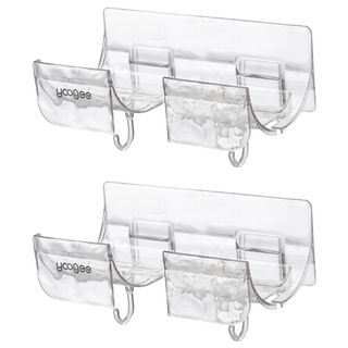 yoogee 冰川紋通用吹風機架, 免打孔, 多種牆面皆可安裝, 透明款, 2個