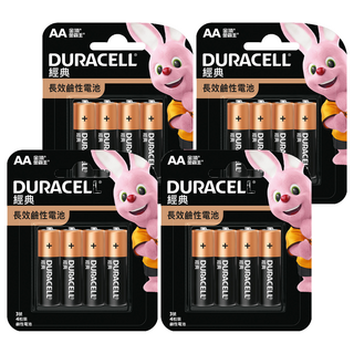 DURACELL 金頂 AA 鹼性電池，電力強勁，適用於多種家用電器，無添加水銀，環保安全, 4顆, 4組