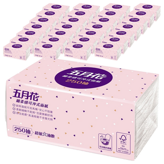 五月花 細柔感可冲式面紙, 250張, 90包
