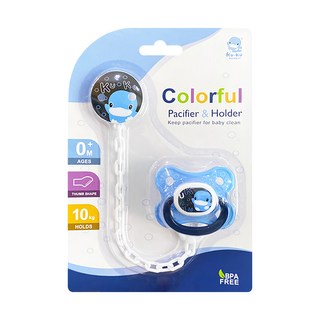 KU.KU Duckbill 酷咕鴨 繽紛樂奶嘴鍊+初生安撫奶嘴套裝, 承受10kg拉力, 塑鋼材質, 壓扣設計, 0歲以上, 藍色, 1個