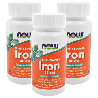 Now 鐵 36mg 雙倍強度 素食膠囊, 90顆, 40.5g, 3罐