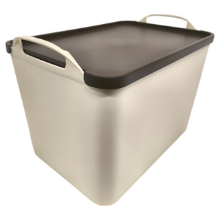 品屋 手提式收納箱 帶蓋無孔 密封防塵, 加大, 咖啡色, 1個