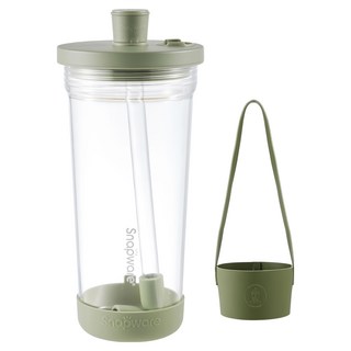 Corelle Brands 康寧餐具 Snapware Tritan跳跳吸管杯 含杯套, 1個, 海龜綠