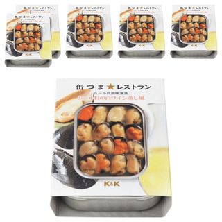 K&K 白酒煮淡菜, 日本產高品質罐頭食品, 零嘴下酒菜, 95g, 6罐