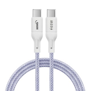 HANG R18 編織快充線 TypeC-TypeC，65W，適用於蘋果筆電和平板, 紫色, 1條, 200cm