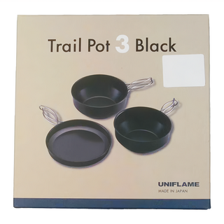UNIFLAME 輕量鋁鍋3件組 中鍋 + 小鍋 + 煎盤 Trail Pot 3 Black 日本製造, 黑色, 1組