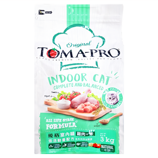 TOMA-PRO 優格室內貓 乾飼料 全齡貓適用, 雞肉 + 米, 3kg, 1袋