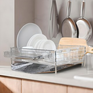 Joeun Living 全不鏽鋼瀝水碗盤架, 1個, 1層, 銀
