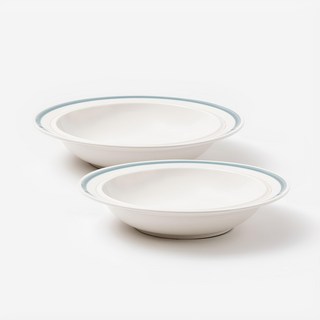 SSUEIM Retro line系列 義大利麵碗 Set 2, 230x53毫米 復古藍色, 藍邊白色, 2個