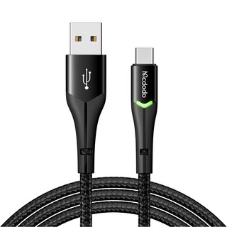 Mcdodo 麥多多 MDD偉麗 雙LED線 創新智能指示燈 Type-C, 1m, 黑色, 1條