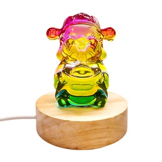 財神小舖 七彩轉運 財神獻寶擺件 琉璃財神 實木LED燈, WN-1009, 1個