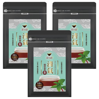 漢茶道 漢方草本茶包 四號 清氣仙草麥茶 天然補給 無農藥栽培 三角茶包, 4g, 14包, 3袋