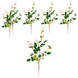 KUIBAO 快豹生活 小薔薇仿真花 長度75cm, 清新粉, 6件