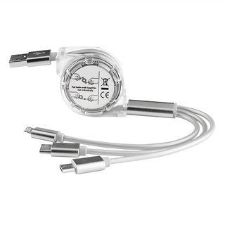 Timo 可伸縮收納三合一充電線 環保TPU線材 柔軟耐用 不纏繞 Lightning TYPE-C Micro USB, 1m, 太空灰, 1條