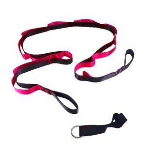 捷華 瑜珈伸展帶 附門扣12節 柔軟度訓練 居家運動, 270 x 3.7cm, 紅色, 1條